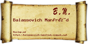 Balassovich Manfréd névjegykártya